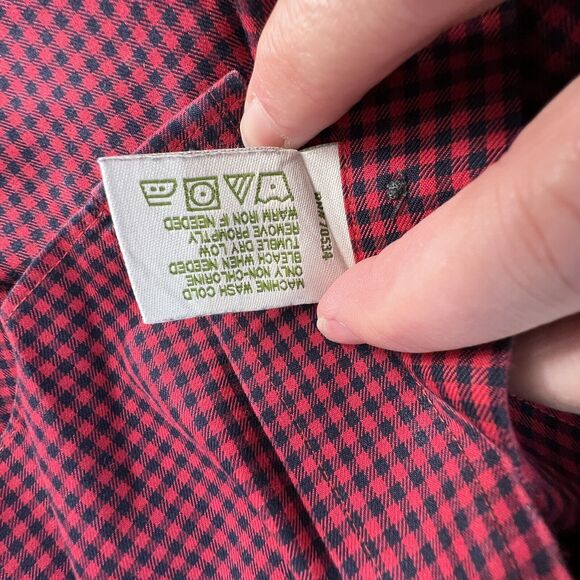 Vintage Orvis Button Down Dress Shirt Mens Red Black Gingham Check Long Sleeve L - Picture 4 of 5